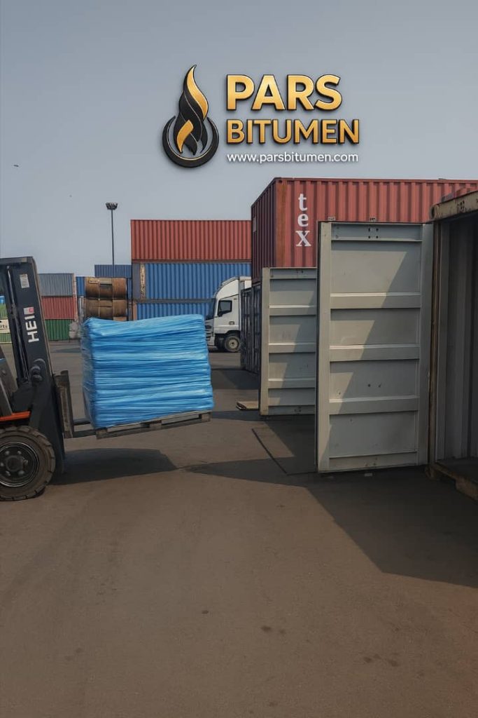oxidized bitumen loading in container